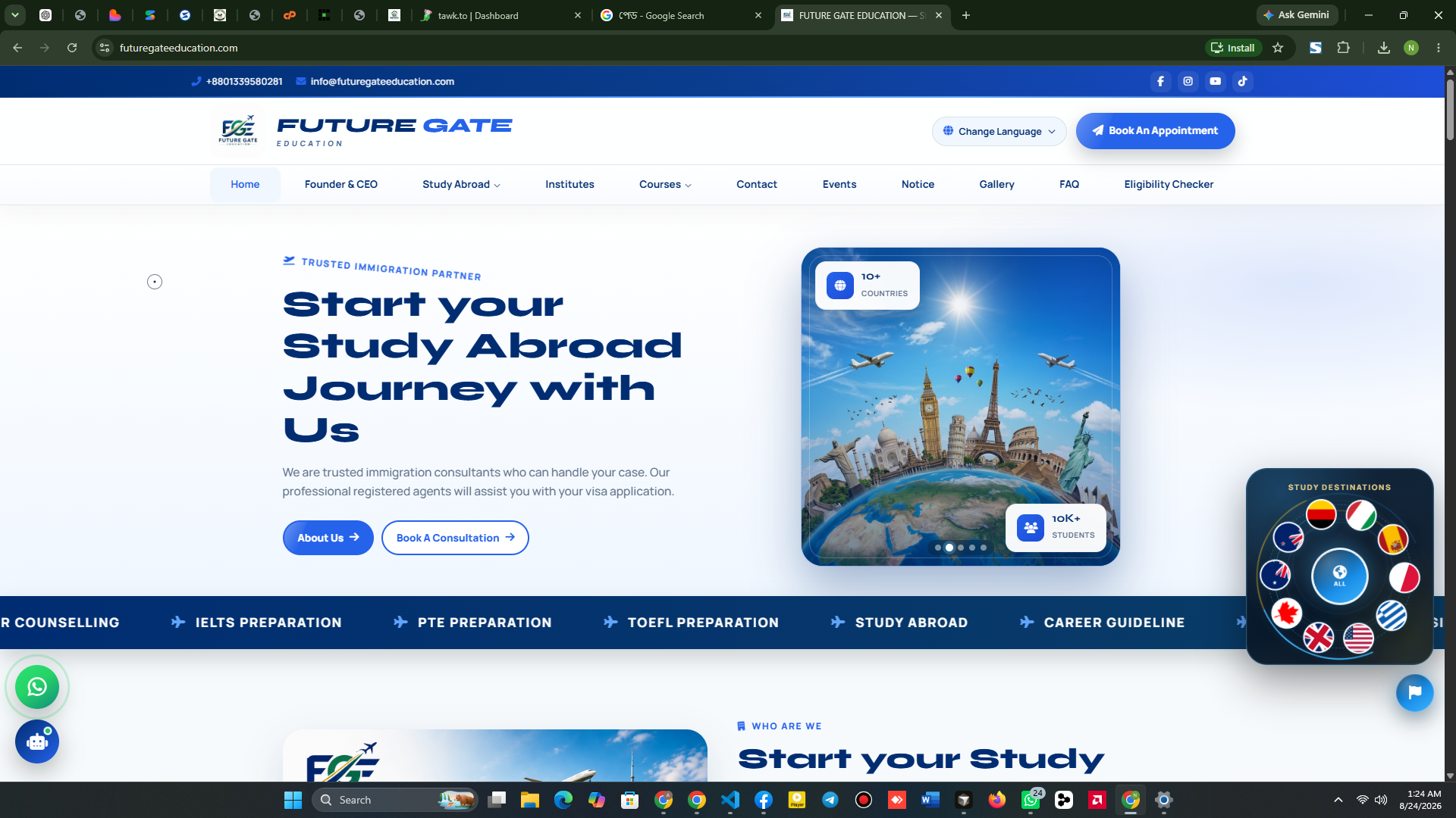 Future Gate Education - Student Consultancy Website